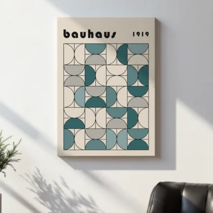 Minimalist Bauhaus Print – Green Semi Circles
