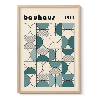 Minimalist Bauhaus Print – Green Semi Circles