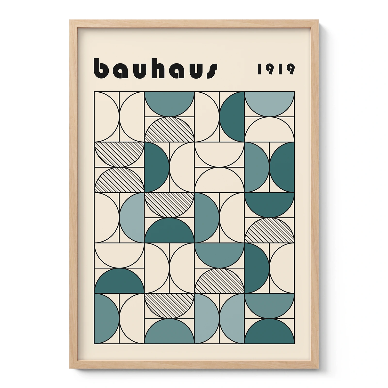 Minimalist Bauhaus Print – Green Semi Circles