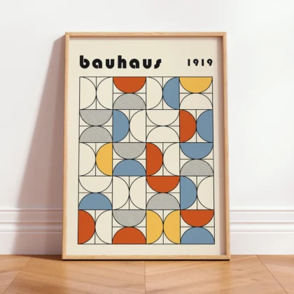 Bauhaus Abstract Framed Wall Art Poster – Minimalist Retro Print