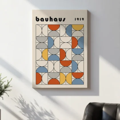 Bauhaus Abstract Framed Wall Art Poster – Minimalist Retro Print