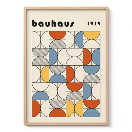 Bauhaus Abstract Framed Wall Art Poster – Minimalist Retro Print