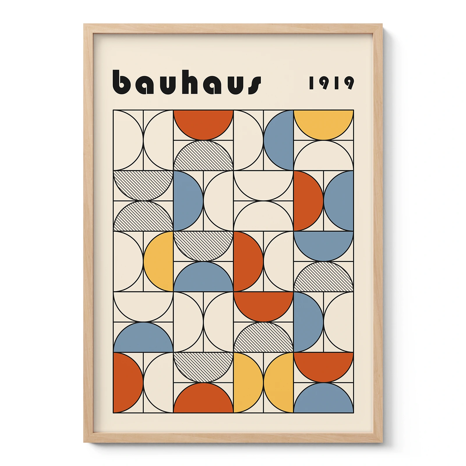 Bauhaus Abstract Framed Wall Art Poster – Minimalist Retro Print