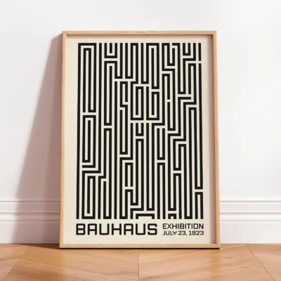 Bauhaus Art Print – Black Maze Lines