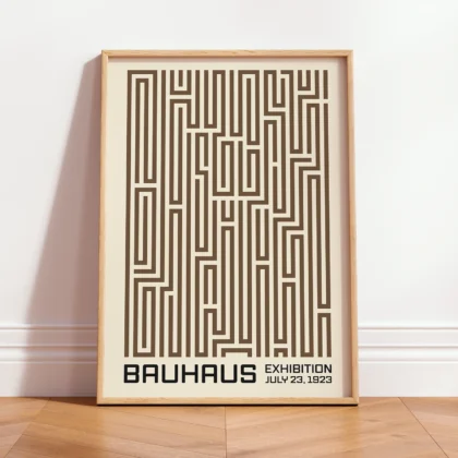 Bauhaus Art Print – Brown Maze Lines