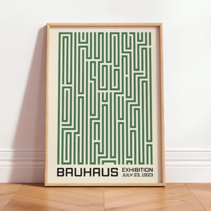Bauhaus Art Print – Green Maze Lines