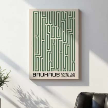 Bauhaus Art Print – Green Maze Lines