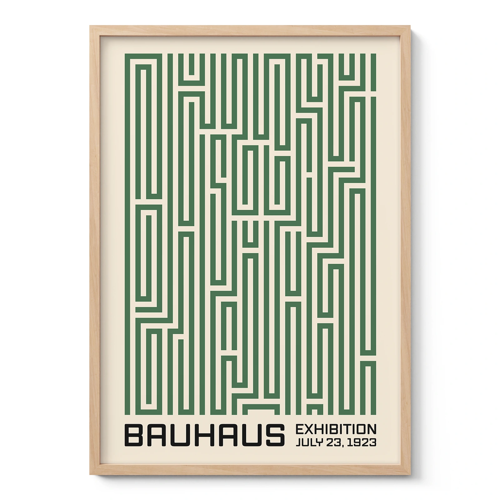 Bauhaus Art Print – Green Maze Lines