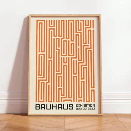 Bauhaus Art Print – Orange Maze Lines