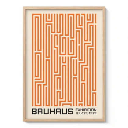Bauhaus Art Print – Orange Maze Lines