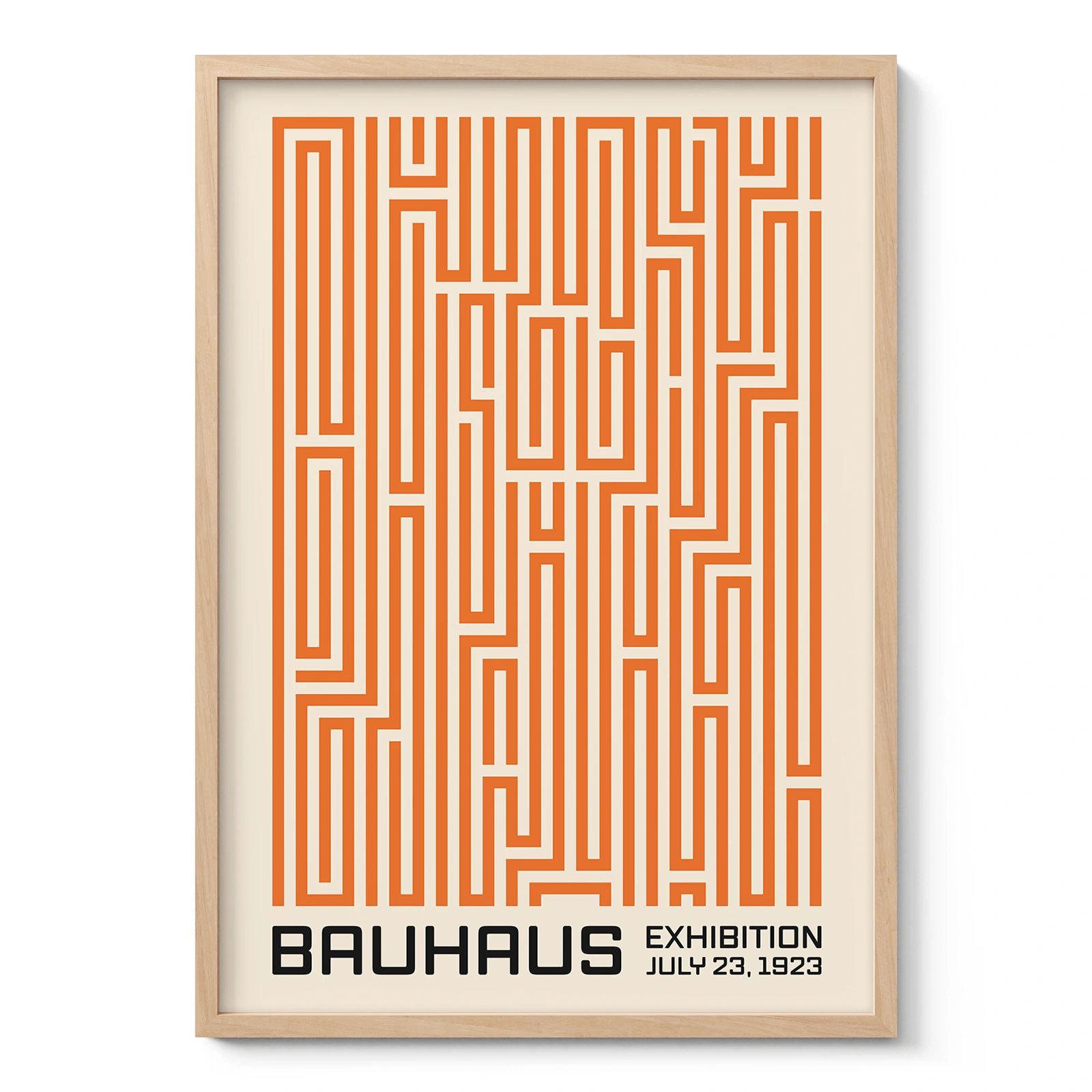 Bauhaus Art Print – Orange Maze Lines