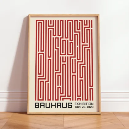 Bauhaus Art Print – Red Maze Lines