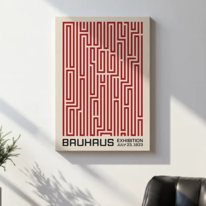 Bauhaus Art Print – Red Maze Lines
