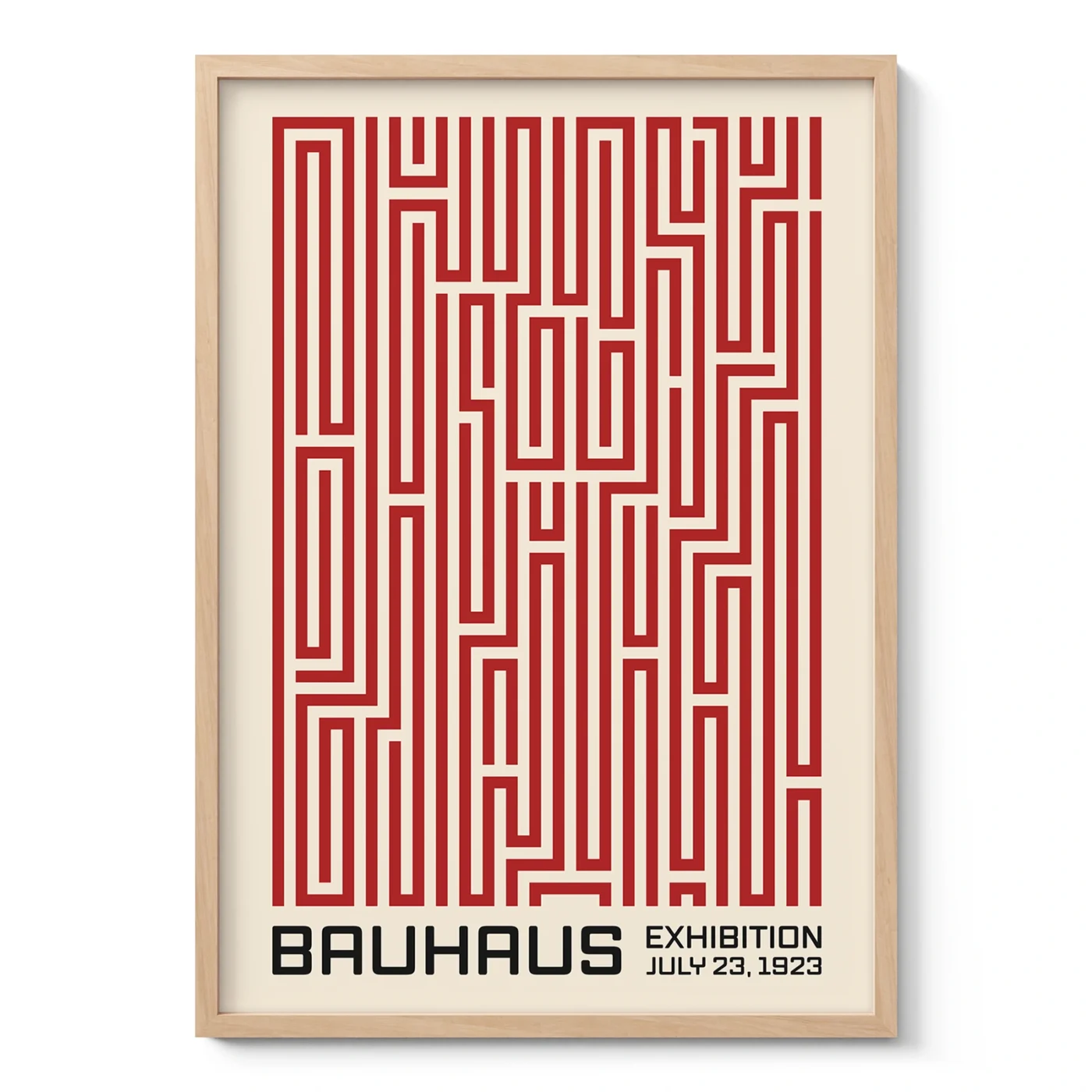 Bauhaus Art Print – Red Maze Lines