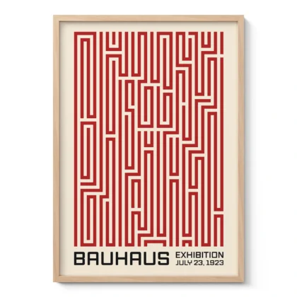 Bauhaus Art Print – Red Maze Lines