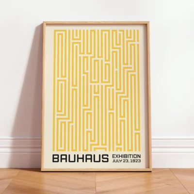 Bauhaus Art Print – Yellow Maze Lines