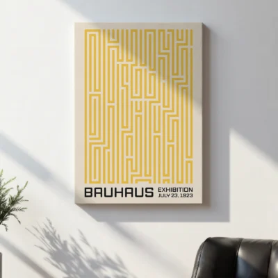 Bauhaus Art Print – Yellow Maze Lines