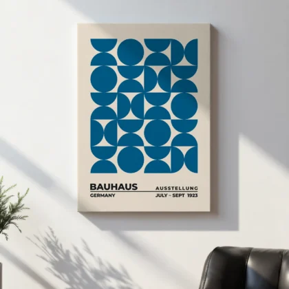 Bauhaus paveikslas – Mėlynų formų harmonija