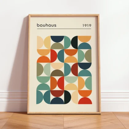 Bauhaus Wandbild – Farbige Halbkreise