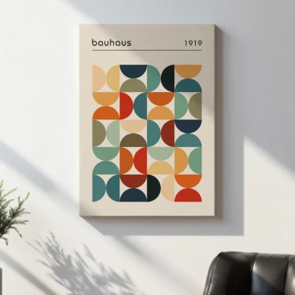 Bauhaus Wandbild – Farbige Halbkreise