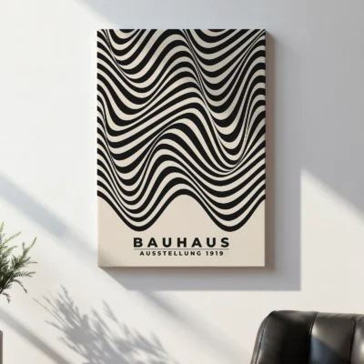Modern Bauhaus Print – Black Waves