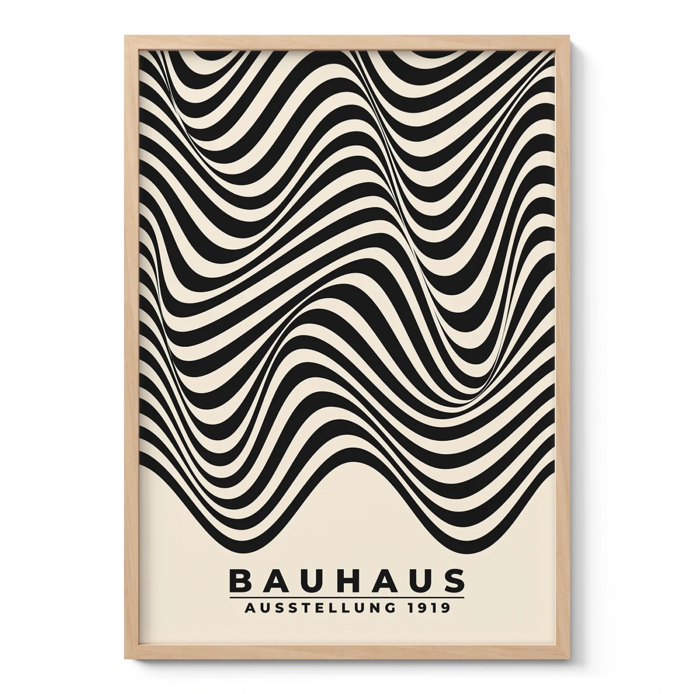 Modern Bauhaus Print – Black Waves