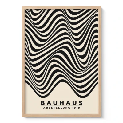 Modern Bauhaus Print – Black Waves
