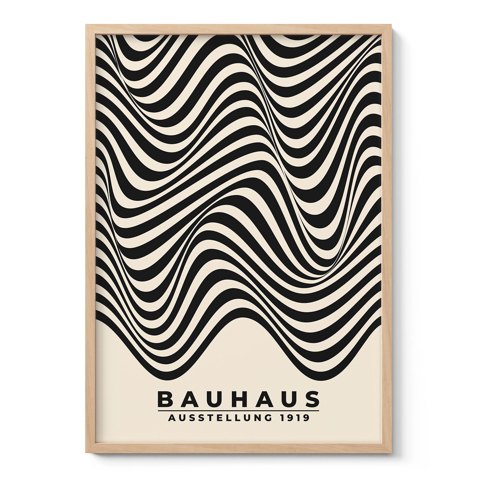 Modern Bauhaus Print – Black Waves