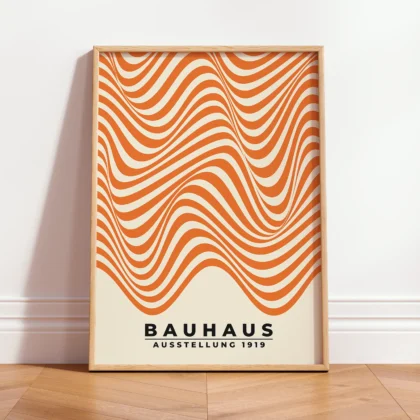 Modern Bauhaus Print – Orange Waves