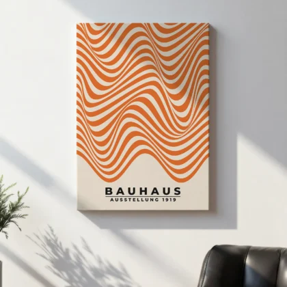 Modern Bauhaus Print – Orange Waves