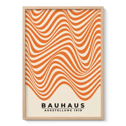 Modern Bauhaus Print – Orange Waves