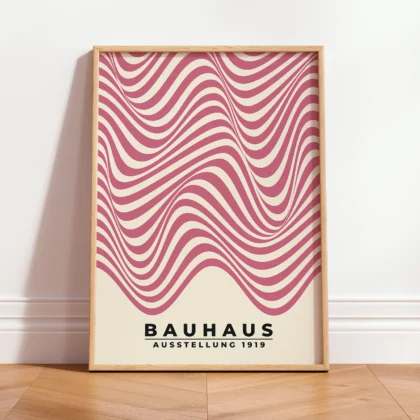 Modern Bauhaus Print – Pink Waves