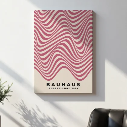Modern Bauhaus Print – Pink Waves