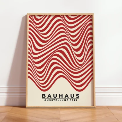 Modern Bauhaus Print – Red Waves