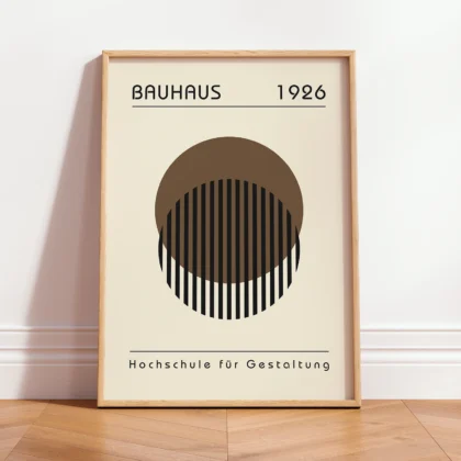 Bauhaus Wandbild – Brauner Kreis mit Linien