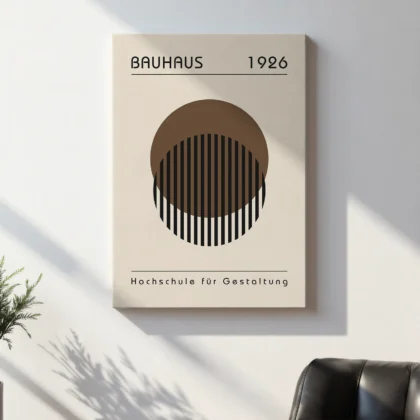 Bauhaus Wandbild – Brauner Kreis mit Linien