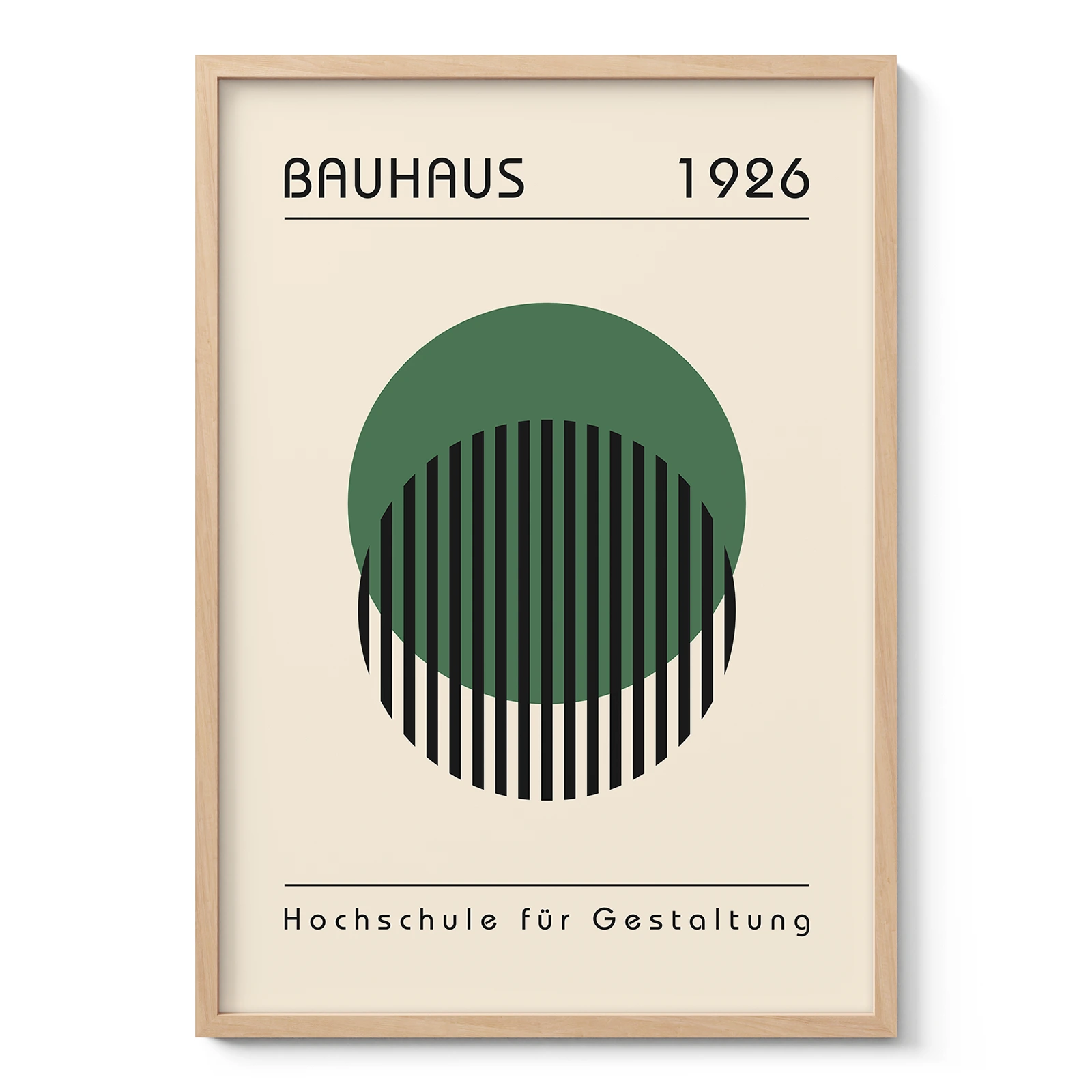 Bauhaus Wandbild – Grüner Kreis mit Linien