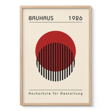 Bauhaus Wandbild – Roter Kreis mit Linien