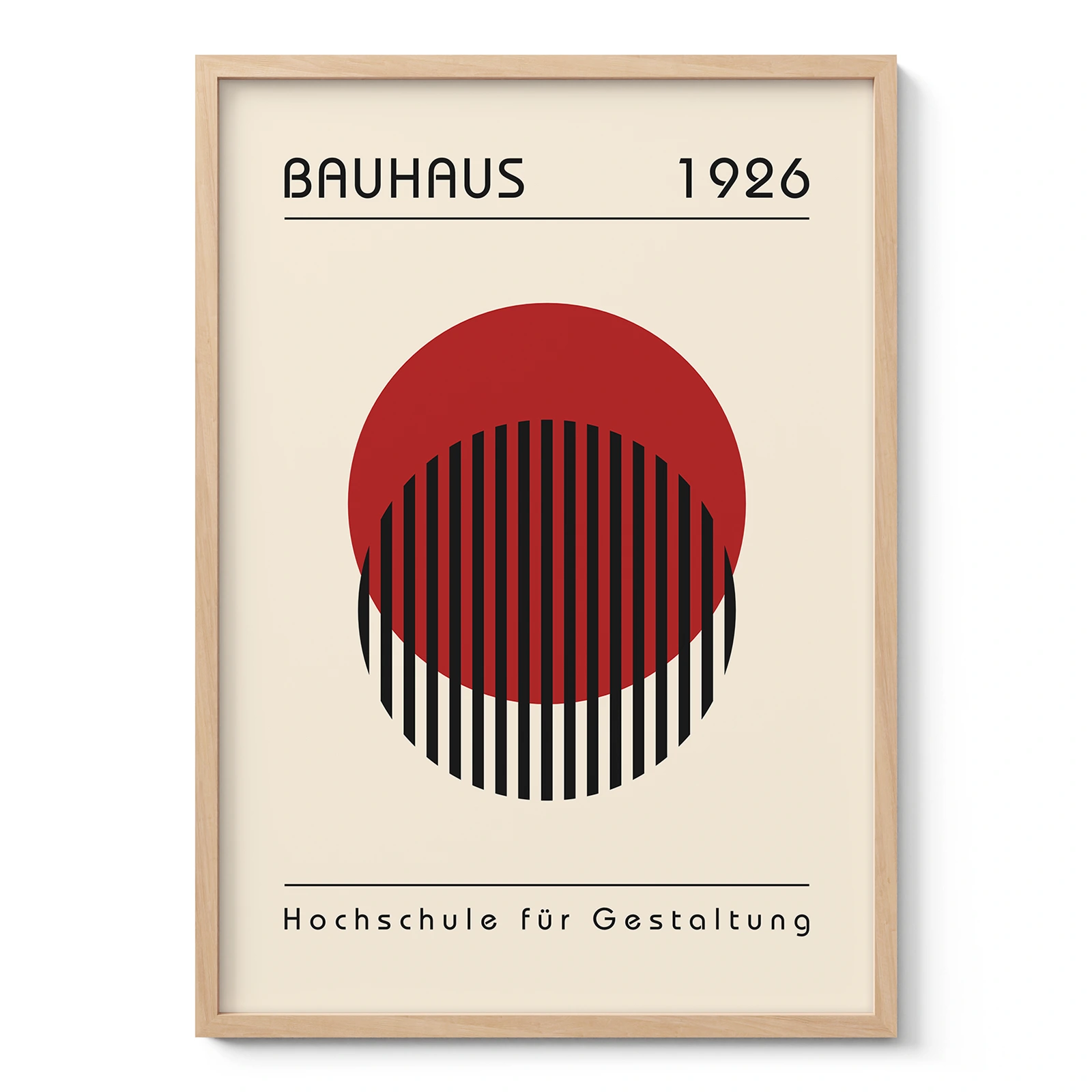 Bauhaus Wandbild – Roter Kreis mit Linien