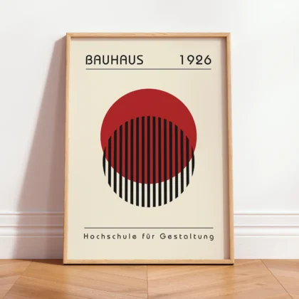 Bauhaus Wandbild – Roter Kreis mit Linien