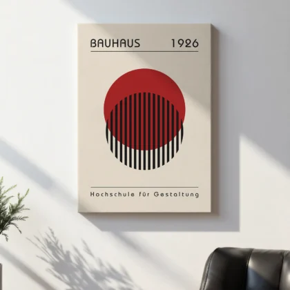 Bauhaus Wandbild – Roter Kreis mit Linien