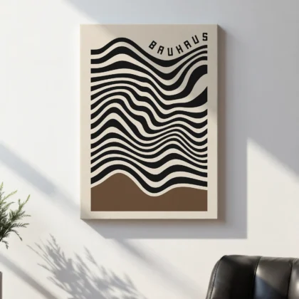 Bauhaus Wandbild – Wellenmuster Braun