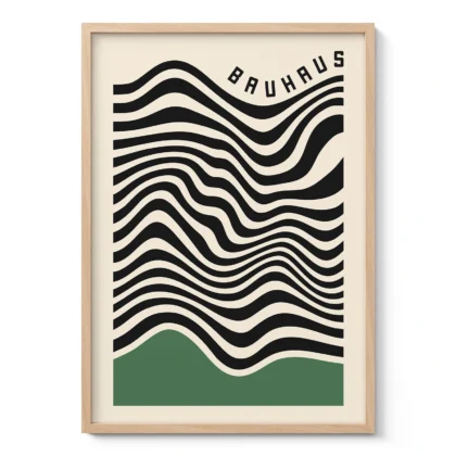 Bauhaus Wandbild – Wellenmuster Grün