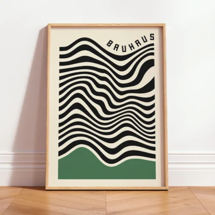Bauhaus Wandbild – Wellenmuster Grün