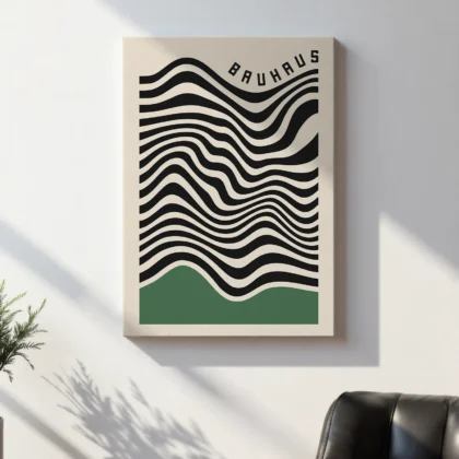 Bauhaus Wandbild – Wellenmuster Grün