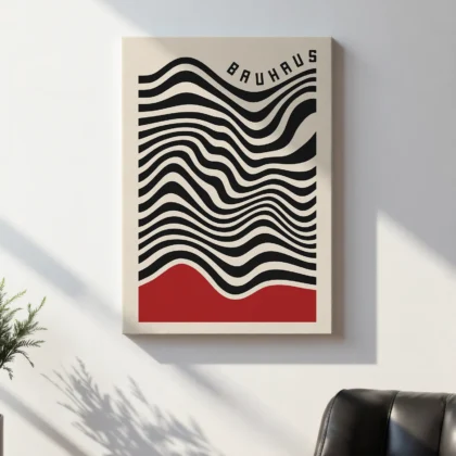 Bauhaus Wandbild – Wellenmuster Rot