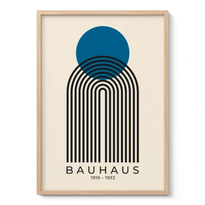 Bauhaus Wandbild – Blaue Sonne mit Bogen