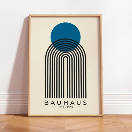 Bauhaus Wandbild – Blaue Sonne mit Bogen