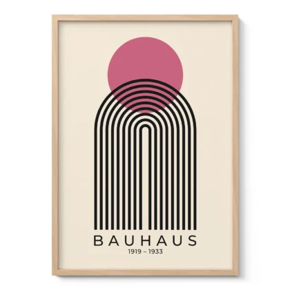 Bauhaus Wandbild – Rosa Sonne mit Bogen
