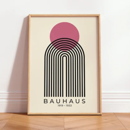 Bauhaus Wandbild – Rosa Sonne mit Bogen